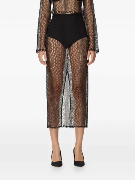 Spódnica midi Mia Peculiar ażurowa do kolan czarna