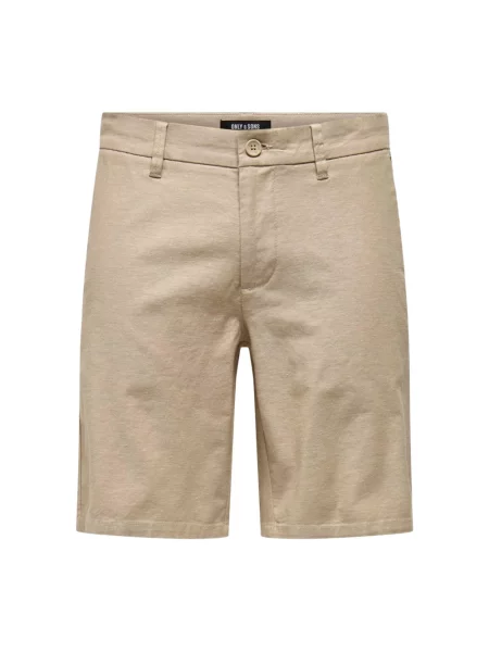 Lniane bermudy Only & Sons beżowe
