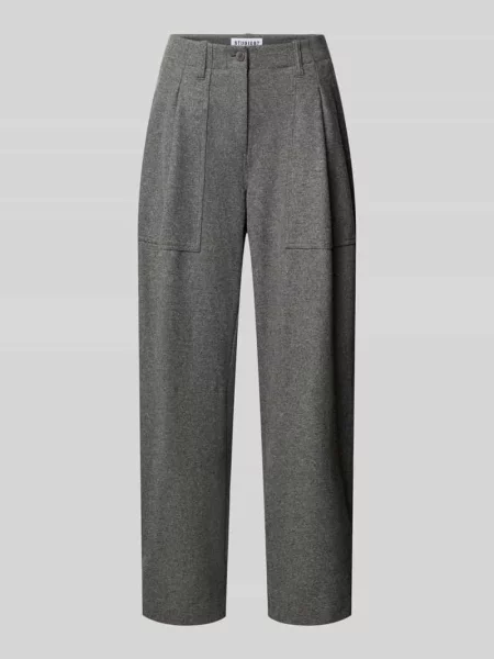 Spodnie o kroju regular fit typu barrel leg z dodatkiem wełny z wiskozą model October' Cambio