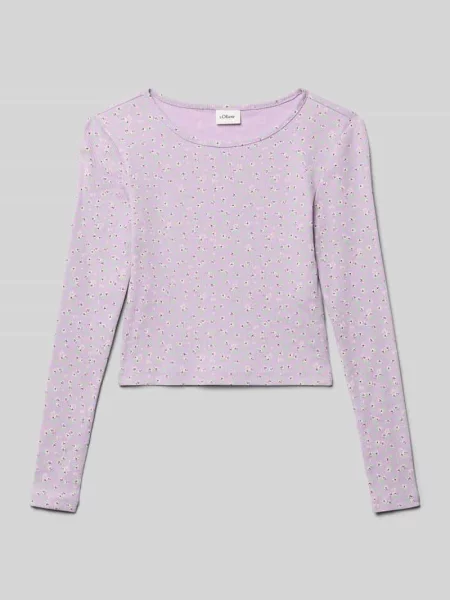 Bluzka z długim rękawem o kroju slim fit z mieszanki bawełny S.oliver Red Label