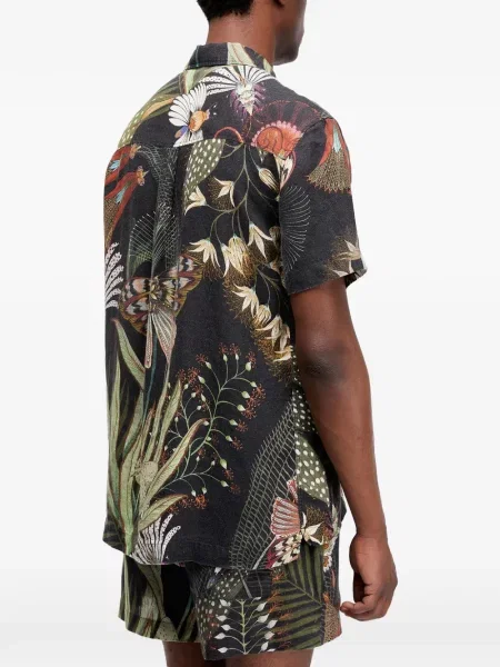 Květinová košile Osklen s potiskem černá