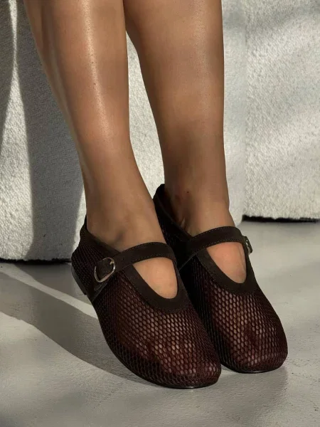 Кожаные балетки 105.store коричневые