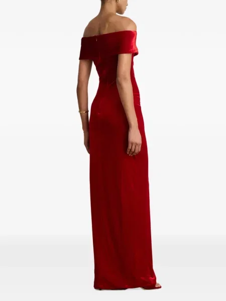 Rochie maxi Lauren Ralph Lauren de catifea roșu
