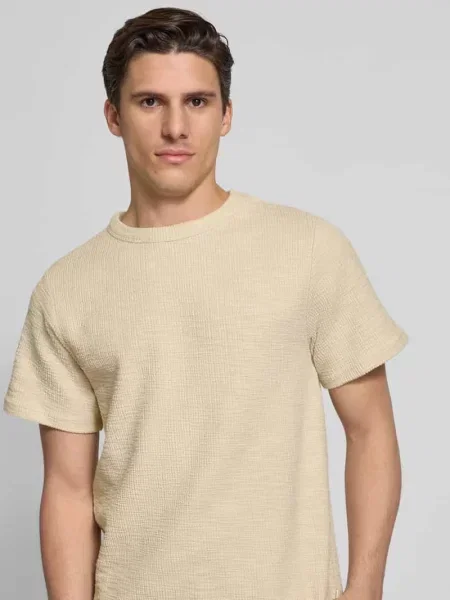 T-shirt z prążkowanym okrągłym dekoltem model ‘WILLOW’ Forét biała