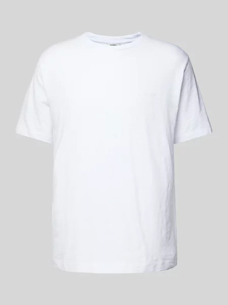 T-shirt z prążkowanym okrągłym dekoltem Gabba biała