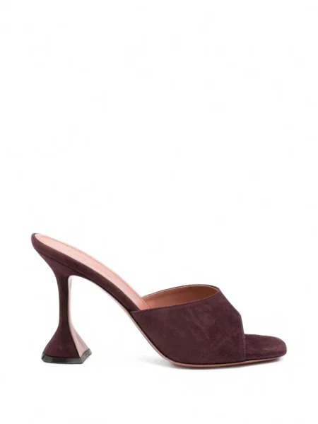 Papuci tip mules Amina Muaddi din piele de căprioară violet