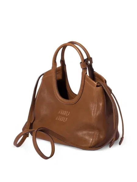 Geantă shopper Miu Miu din piele maro