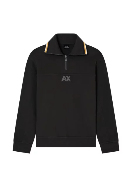 Hanorac cu fermoar Armani Exchange cu autograf maro