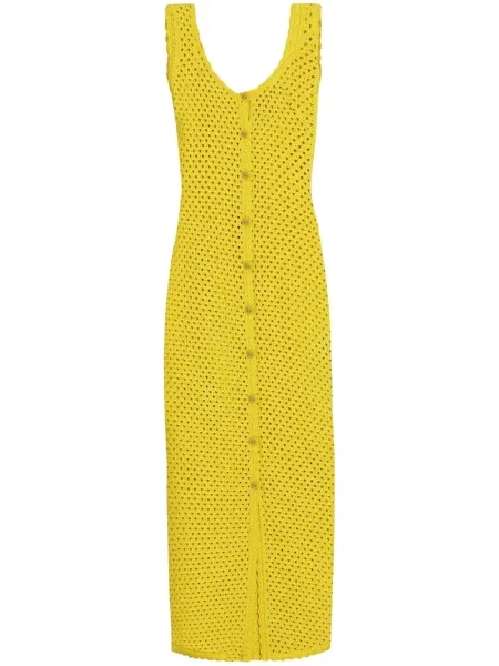Rochie midi Dolce & Gabbana tricotate până la genunchi de costum galben