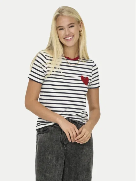 ONLY Tricou Heart alb