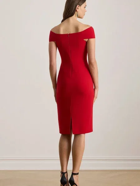 Lauren Ralph Lauren sukienka midi dopasowana czerwony