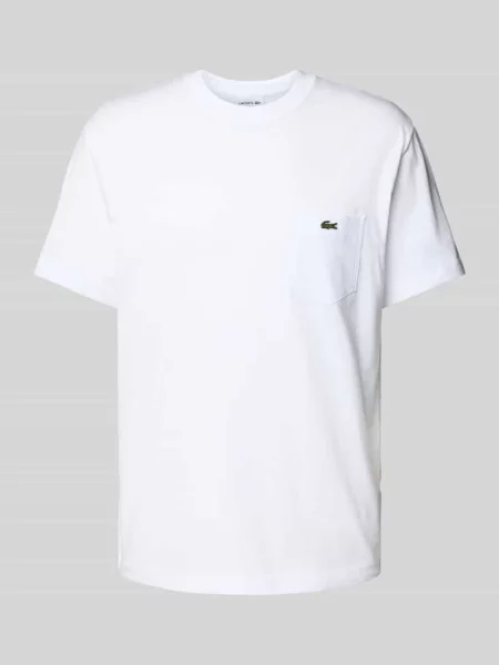T-shirt o kroju regular fit z czystej bawełny Lacoste biała