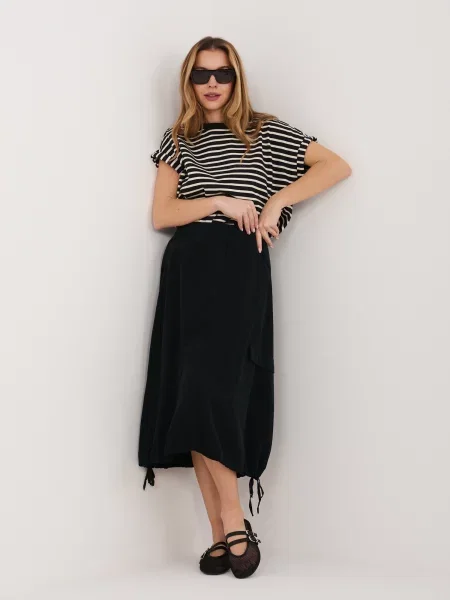 Fustă Rue Paris de catifea negru