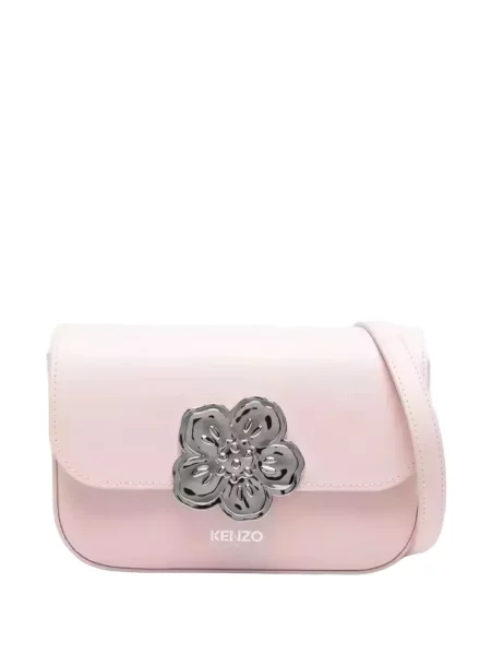 Geanta de piele Kenzo din piele cu model floral roz