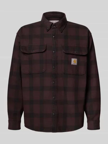 Koszula Carhartt WIP L/S Edmands Shirt UNISEX Edmands Check/ Natural/ Palisander L bordowa