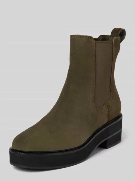Buty chelsea ze skóry z pętelką model ‘ADRIANNA’ Lauren Ralph Lauren zielone