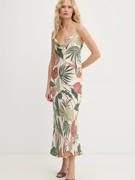 Guess білизняна сукня з віскозою AKILINA