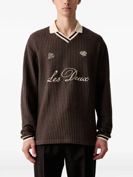 Sweter Les Deux z logo piłkarski brązowy