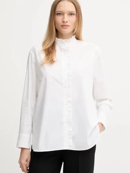 Tommy Hilfiger koszula beżowy relaxed ze stójką biała