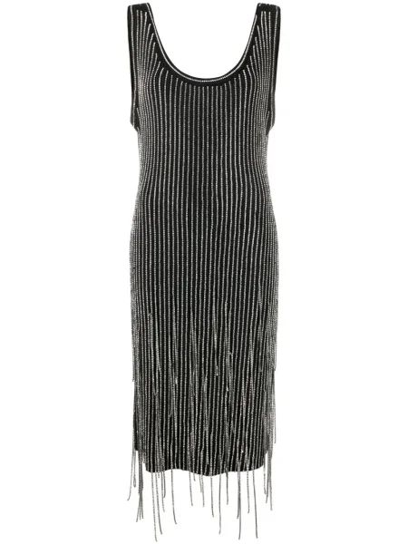 Rochie Philosophy Di Lorenzo Serafini cu franjuri tricotate de costum negru
