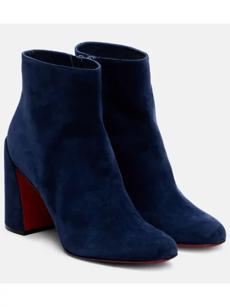 Cizme scurte Christian Louboutin din piele de căprioară albastru