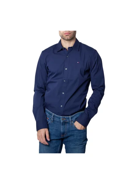 Koszula Tommy Hilfiger z długim rękawem klasyczna niebieska