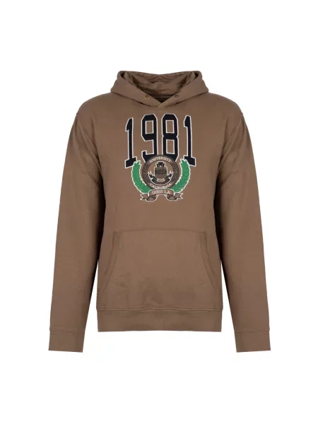 Bluza z kapturem Guess z kapturem klasyczna brązowa