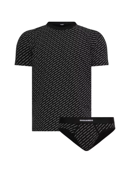 Chiloți multipac Dsquared2 cu imagine negru