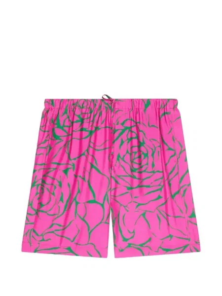 Pantaloni scurți Dries Van Noten cu model floral cu imagine roz