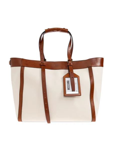 Torba Moschino skórzana beżowa