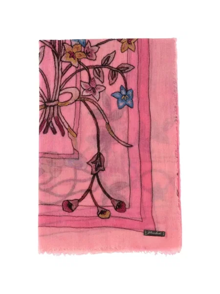 Fular Faliero Sarti cu model floral cu imagine roz