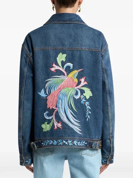 Geacă de blugi Etro cu broderie albastru