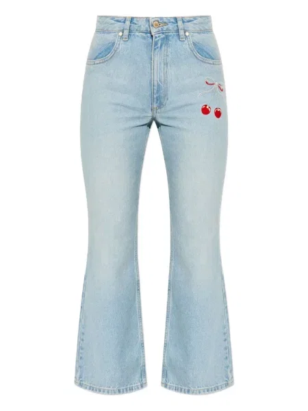 Haftowane jeansy Loveshackfancy niebieskie