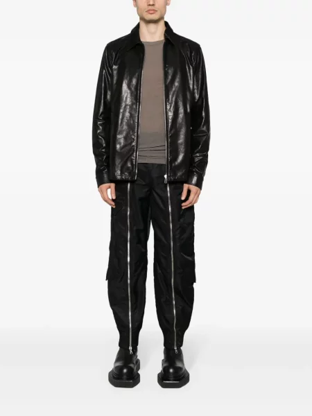 Klasikiniai apykaklė odinė striukė Rick Owens juoda