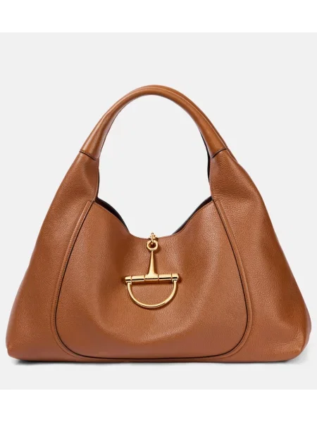 Usnjena usnjena torbica Gucci rjava