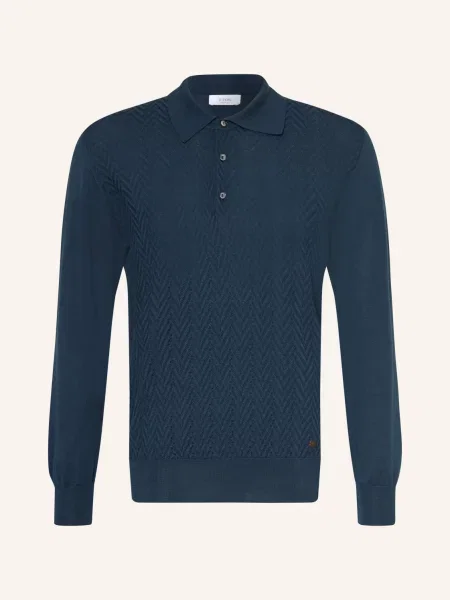 Eton Pletené Polo Tričko tmavě modrá