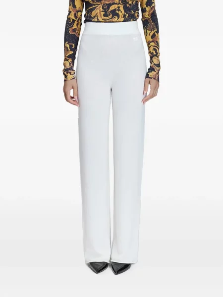 Pantaloni Genny cu broderie alb