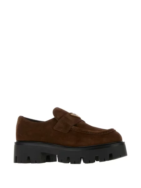 Pantofi loafer Prada din piele de căprioară maro