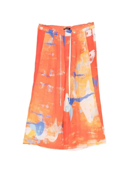 Pantaloni Nude:masahiko Maruyama cu imagine cu imprimeu abstract portocaliu