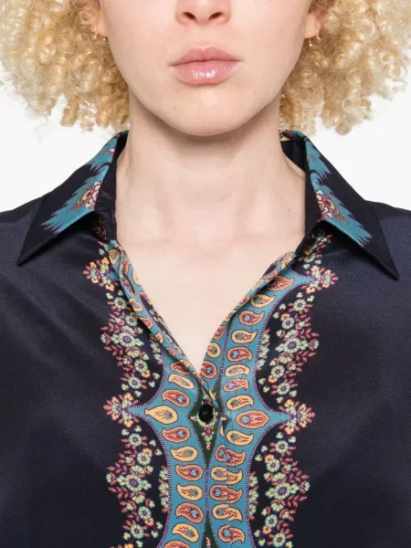 Cămașă Etro de mătase cu imagine cu model paisley negru