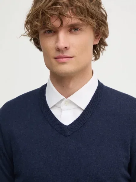 Светр з домішкою вовни Pepe Jeans NEW ANDRE V NECK легкий синій