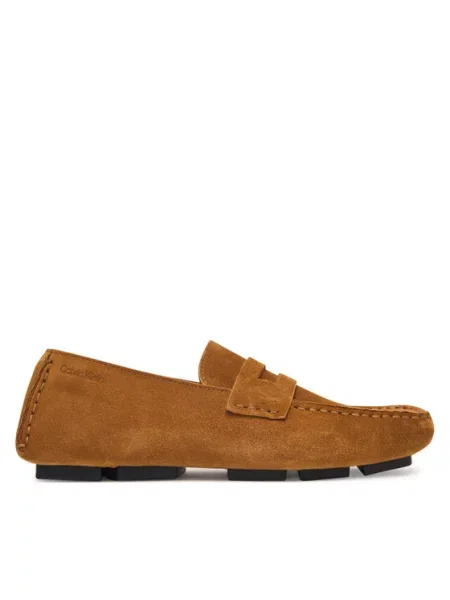 Mokasíny Calvin Klein Square Driver Suede hnedá
