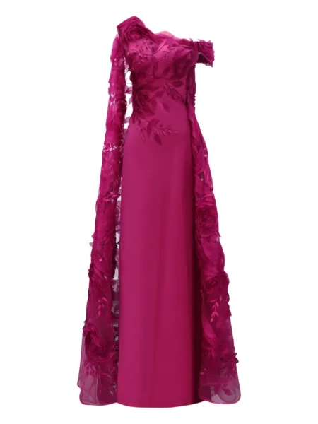 Sukienka Gemy Maalouf w kwiatki asymetryczna garniturowa różowa