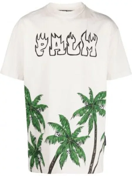 Tricou Palm Angels cu imagine alb