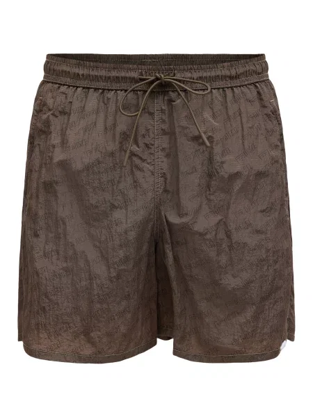 DIESEL Kratke kopalne hlače rjava črna