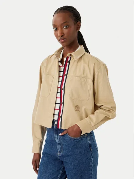 Tommy Jeans Cămașă Cropped Fit bej