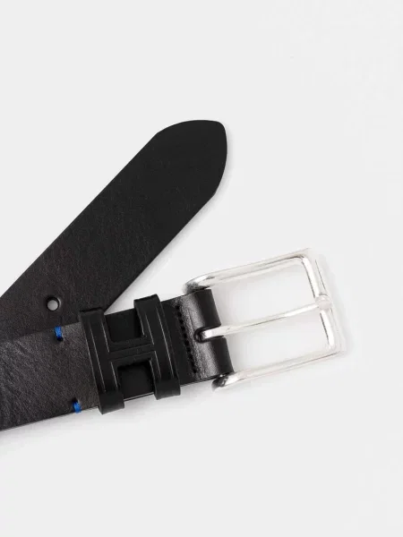 Кожаный ремень Hackett London с ремешками черный