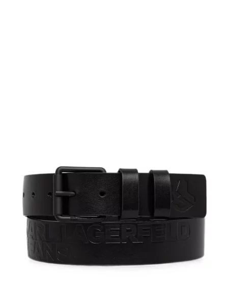Curea Karl Lagerfeld Jeans cu cataramă cu autograf negru