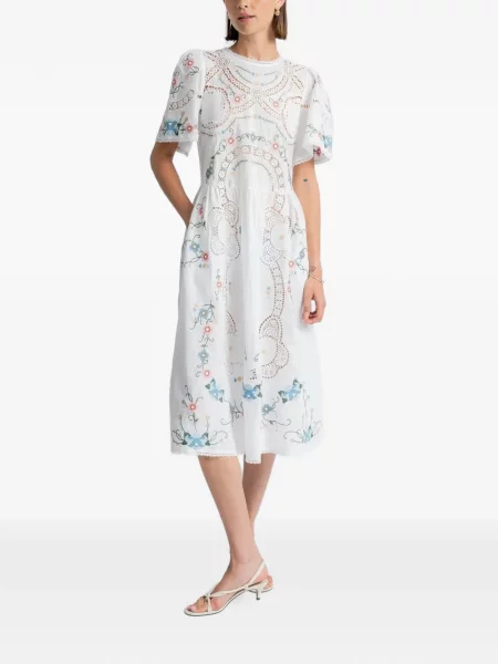 Rochie midi Dream Catcher cu model floral alb