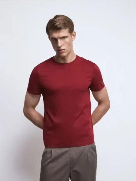 Reserved Tricou regular cu mercerizat roșu